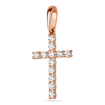 обзорное фото Золотой декоративный крестик с фианитами 035839 Декоративные золотые крестики обзорное фото Золотой декоративный крестик с фианитами 035839  Декоративные золотые крестики