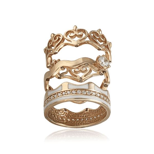 Золота каблучка-трансформер Корона з фіанітом 028719 детальне зображення ювелірного виробу Золота каблучка-трансформер Корона з фіанітом 028719 детальне зображення ювелірного виробу