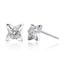 оглядове фото Золоті сережки гвоздики Сніжинка з діамантами 029782