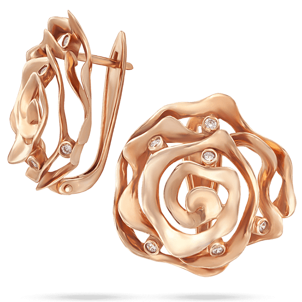 Золотые серьги Розы с фианитами 028941 детальное изображение ювелирного изделия Золотые серьги с фианитом Золотые серьги Розы с фианитами 028941 детальное изображение ювелирного изделия Золотые серьги с фианитом