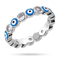 обзорное фото Серебряное кольцо с Глазом Фатимы и фианитами 040205  Серебряные кольца со вставками