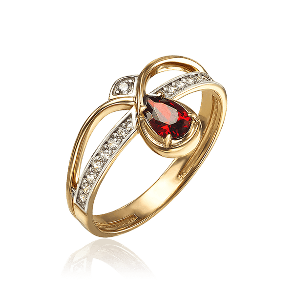 Кольцо золотое с фианитами красная капля 033984 детальное изображение ювелирного изделия Золотые кольца Кольцо золотое с фианитами красная капля 033984 детальное изображение ювелирного изделия Золотые кольца
