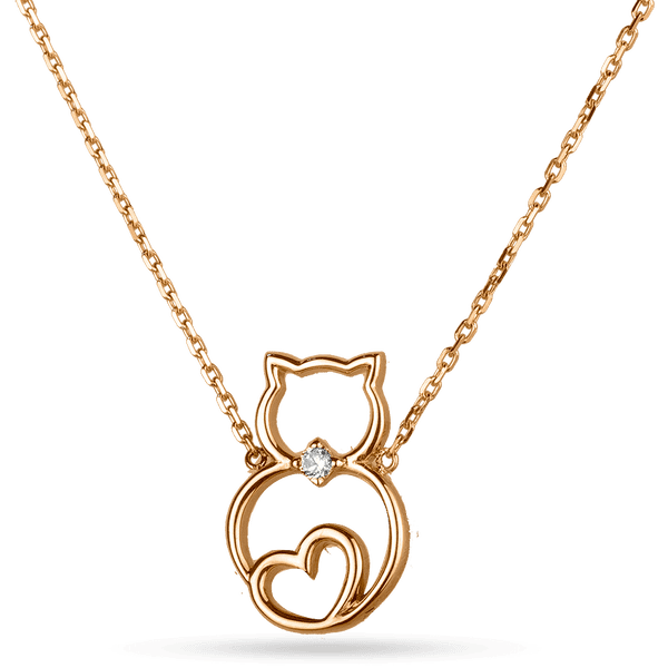 Колье в красном золоте 585 пробы с подвеской Кошечка 038193 детальное изображение ювелирного изделия Золотые колье с камнями Колье в красном золоте 585 пробы с подвеской Кошечка 038193 детальное изображение ювелирного изделия Золотые колье с камнями