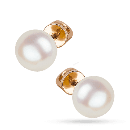 Золотые серьги - пуссеты с жемчугом 529602 детальное изображение ювелирного изделия Золотые серьги с жемчугом