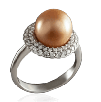обзорное фото Серебряное кольцо из светлым жемчугом 023226  Серебряные кольца со вставками