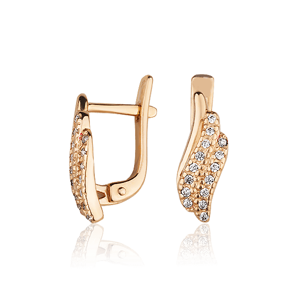 Золотые серьги с фианитами 027813 детальное изображение ювелирного изделия Золотые серьги с фианитом Золотые серьги с фианитами 027813 детальное изображение ювелирного изделия Золотые серьги с фианитом