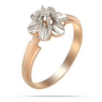 оглядове фото Золота каблучка з діамантами Екстравагантна Квітка 034651