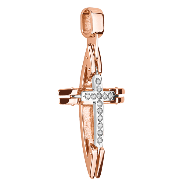 крестик с камнями золотой