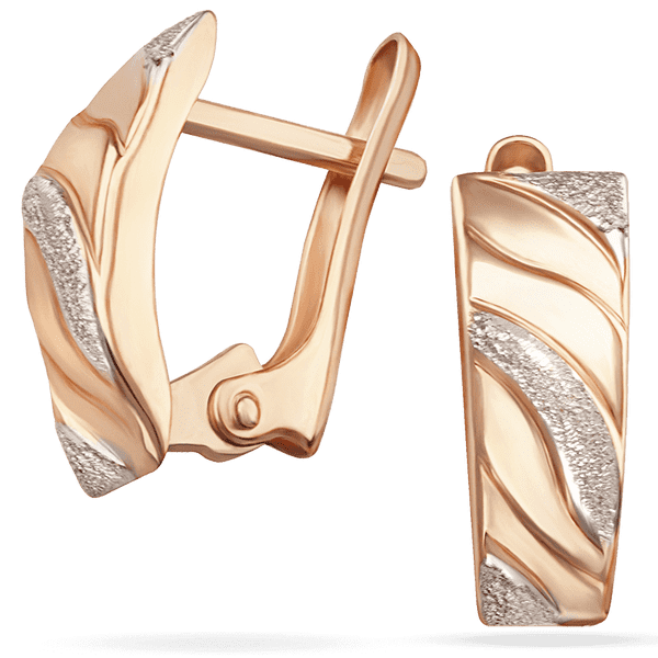 Женские серьги в красном и белом золоте на английской застежке 038990 детальное изображение ювелирного изделия Золотые серьги без вставок Женские серьги в красном и белом золоте на английской застежке 038990 детальное изображение ювелирного изделия Золотые серьги без вставок