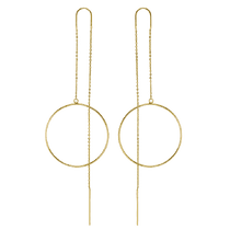 обзорное фото Сережки протяжки в желтом золоте 585 с кольцом 034026 Золотые серьги обзорное фото Сережки протяжки в желтом золоте 585 с кольцом 034026  Золотые серьги