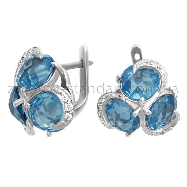 Серебряные серьги 430254С детальное изображение ювелирного изделия Серебряные серьги с камнями