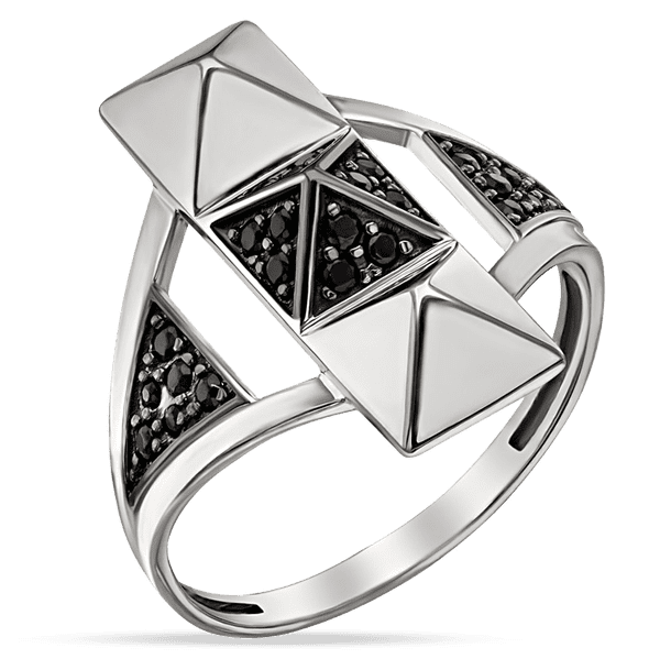 Кольцо в былом золоте и черными фианитами 038812 детальное изображение ювелирного изделия Золотые кольца с фианитом Кольцо в былом золоте и черными фианитами 038812 детальное изображение ювелирного изделия Золотые кольца с фианитом