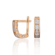 обзорное фото Золотые серьги дорожки с белыми фианитами 033332  Серьги с камнями