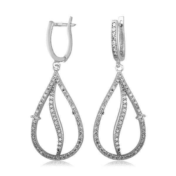 Серебряные серьги с фианитами 025149 детальное изображение ювелирного изделия Серебряные серьги с камнями Серебряные серьги с фианитами 025149 детальное изображение ювелирного изделия Серебряные серьги с камнями