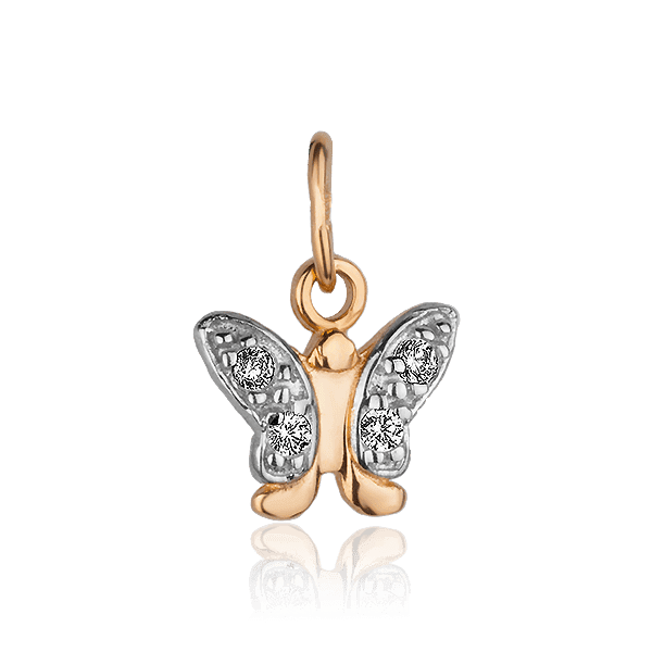 Золотой подвес Бабочка с фианитами 028187 детальное изображение ювелирного изделия Золотые кулоны с фианитом Золотой подвес Бабочка с фианитами 028187 детальное изображение ювелирного изделия Золотые кулоны с фианитом