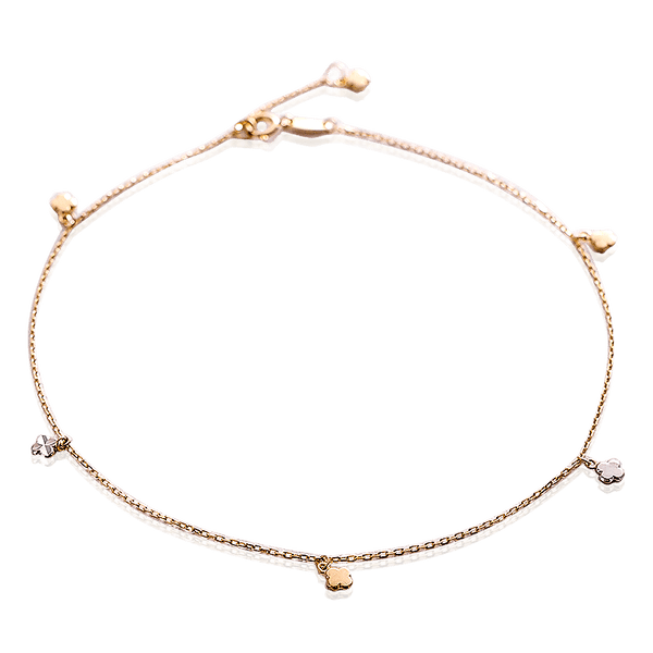 Браслет на ногу из желтого и белого золота Клевер 032875 детальное изображение ювелирного изделия Золотые браслеты на ногу Браслет на ногу из желтого и белого золота Клевер 032875 детальное изображение ювелирного изделия Золотые браслеты на ногу