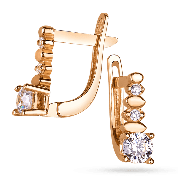 Золотые серьги из красного золота с фианитом 026515 детальное изображение ювелирного изделия Серьги с камнями Золотые серьги из красного золота с фианитом 026515 детальное изображение ювелирного изделия Серьги с камнями