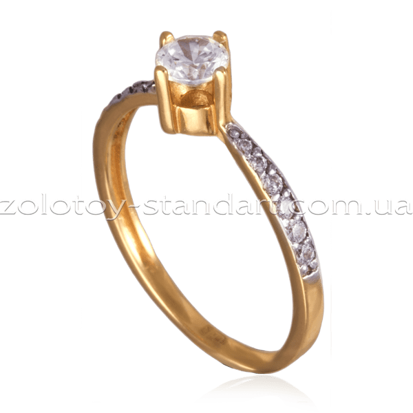 Золотое кольцо с фианитами 023074 купить