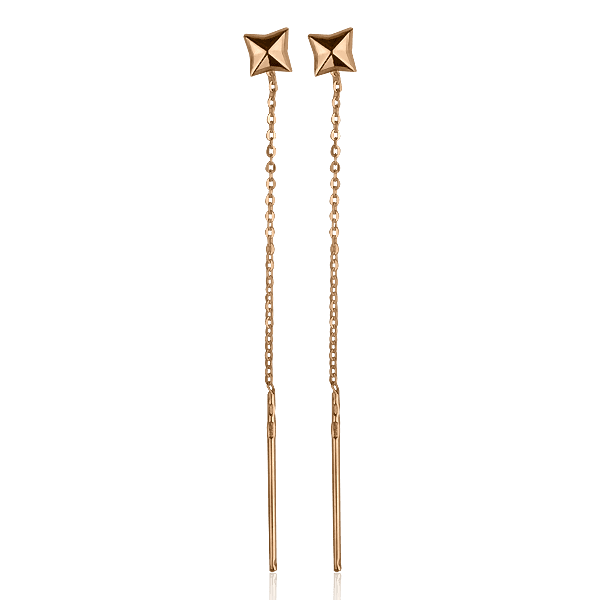 Золотые серьги-цепочки Звездочки 026577 детальное изображение ювелирного изделия Золотые серьги цепочки