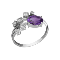 обзорное фото Золотое кольцо с аметистом и бриллиантами 027841 Золотые кольца с бриллиантами обзорное фото Золотое кольцо с аметистом и бриллиантами 027841  Золотые кольца с бриллиантами