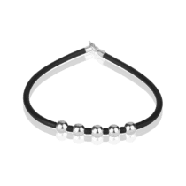 обзорное фото Серебряный браслет с каучуком Шарики 028450  Серебряные женские браслеты