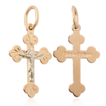 обзорное фото Золотой православный крестик 024259  Золотые крестики православные