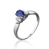обзорное фото Кольцо из белого золота с сапфиром и бриллиантами 1081/1 Золотые кольца с сапфиром обзорное фото Кольцо из белого золота с сапфиром и бриллиантами 1081/1  Золотые кольца с сапфиром