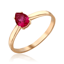 обзорное фото Кольцо из красногозолота с рубином Капля 036950  Золотые кольца