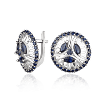 обзорное фото Золотые серьги с сапфирами 2127/1 Золотые серьги с сапфиром обзорное фото Золотые серьги с сапфирами 2127/1  Золотые серьги с сапфиром