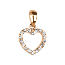 обзорное фото Золотой подвес сердечко с фианитами 585 пробы 037361 Золотые подвески сердечка обзорное фото Золотой подвес сердечко с фианитами 585 пробы 037361  Золотые подвески сердечка