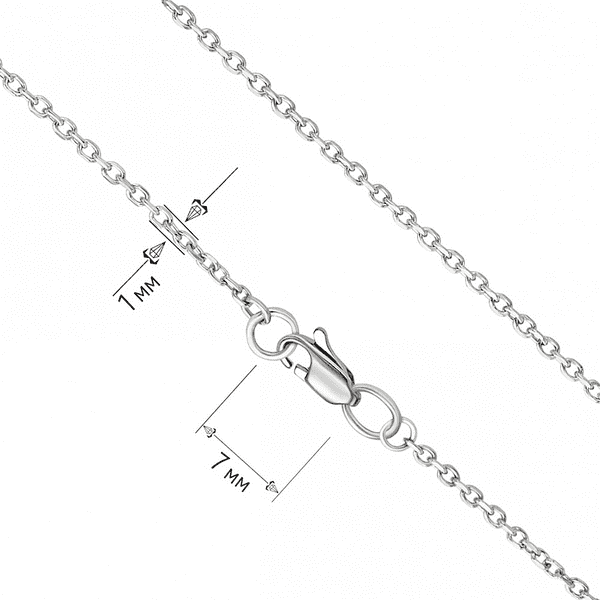 Цепочка в белом золоте якорного плетения без вставок на карабине