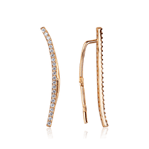 обзорное фото Золотые серьги каффы дорожка из фианитов 037554  Золотые серьги каффы