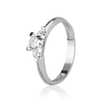 обзорное фото Кольцо в красно-белом золоте с фианитами 027505  Золотые кольца для помолвки с цирконием
