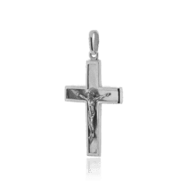 обзорное фото Серебряный крестик с перламутром Распятие 030631  Серебряные подвески крестики
