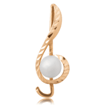обзорное фото Золотой кулон Скрипичный ключ с жемчужиной 62159  Золотые кулоны с жемчугом