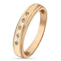 обзорное фото Золотое обручальное кольцо с бриллиантом 038894  Золотые обручальные кольца с камнями