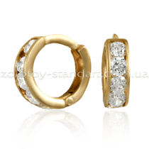 обзорное фото Детские золотые серьги кольца с цирконием 9208102  Серьги с камнями