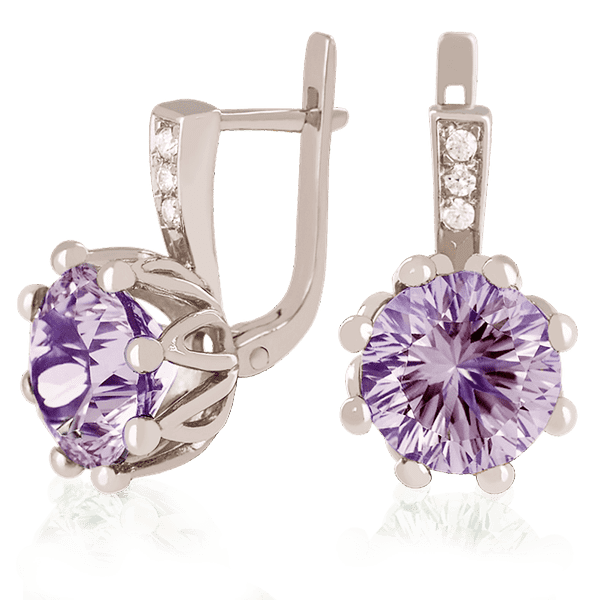 Золоті сережки з аметистом 023427 детальне зображення ювелірного виробу