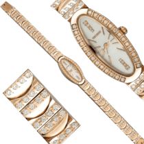обзорное фото Ювелирные часы женские с цирконием Premium class 036162  Женские золотые часы