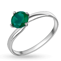 обзорное фото Нежное кольцо с зелёным ониксом "Forever" 027224  Серебряные кольца со вставками
