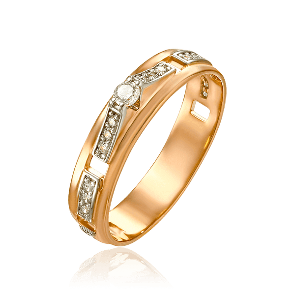 Кольцо из красного и белого золота с камнями 033455 детальное изображение ювелирного изделия Золотые кольца