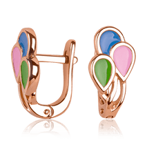 обзорное фото Яркие золотые серьги детские "Happy Birthday" 037970 Золотые детские сережки обзорное фото Яркие золотые серьги детские "Happy Birthday" 037970  Золотые детские сережки