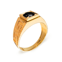 обзорное фото Золотая печатка мужская с черным бриллиантом R0563  Золотые кольца с черным бриллиантом