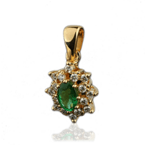 обзорное фото Кулон с изумрудом и бриллиантами 023173  Золотые кулоны с изумрудом