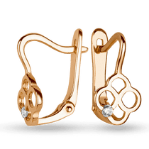 обзорное фото Золотые серьги на английском замочке с камушком 038057 Серьги с камнями обзорное фото Золотые серьги на английском замочке с камушком 038057  Серьги с камнями