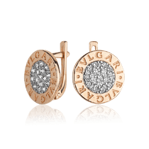 обзорное фото Серьги в комбинированном золотые с фианитами 028313  Золотые серьги с фианитом