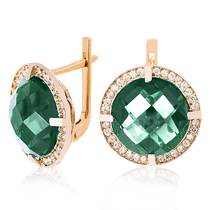 обзорное фото Золотые серьги с кварцем 023555 Золотые серьги с кварцем обзорное фото Золотые серьги с кварцем 023555  Золотые серьги с кварцем