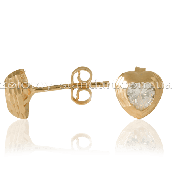 Детские золотые серьги гвоздики Сердечки 103380 детальное изображение ювелирного изделия Серьги с камнями Детские золотые серьги гвоздики Сердечки 103380 детальное изображение ювелирного изделия Серьги с камнями