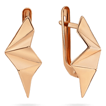 обзорное фото Серьги Золотое Оригами с английским замком 034698  Золотые серьги