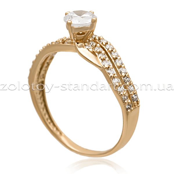 Золотое кольцо с цирконием 1422 фото